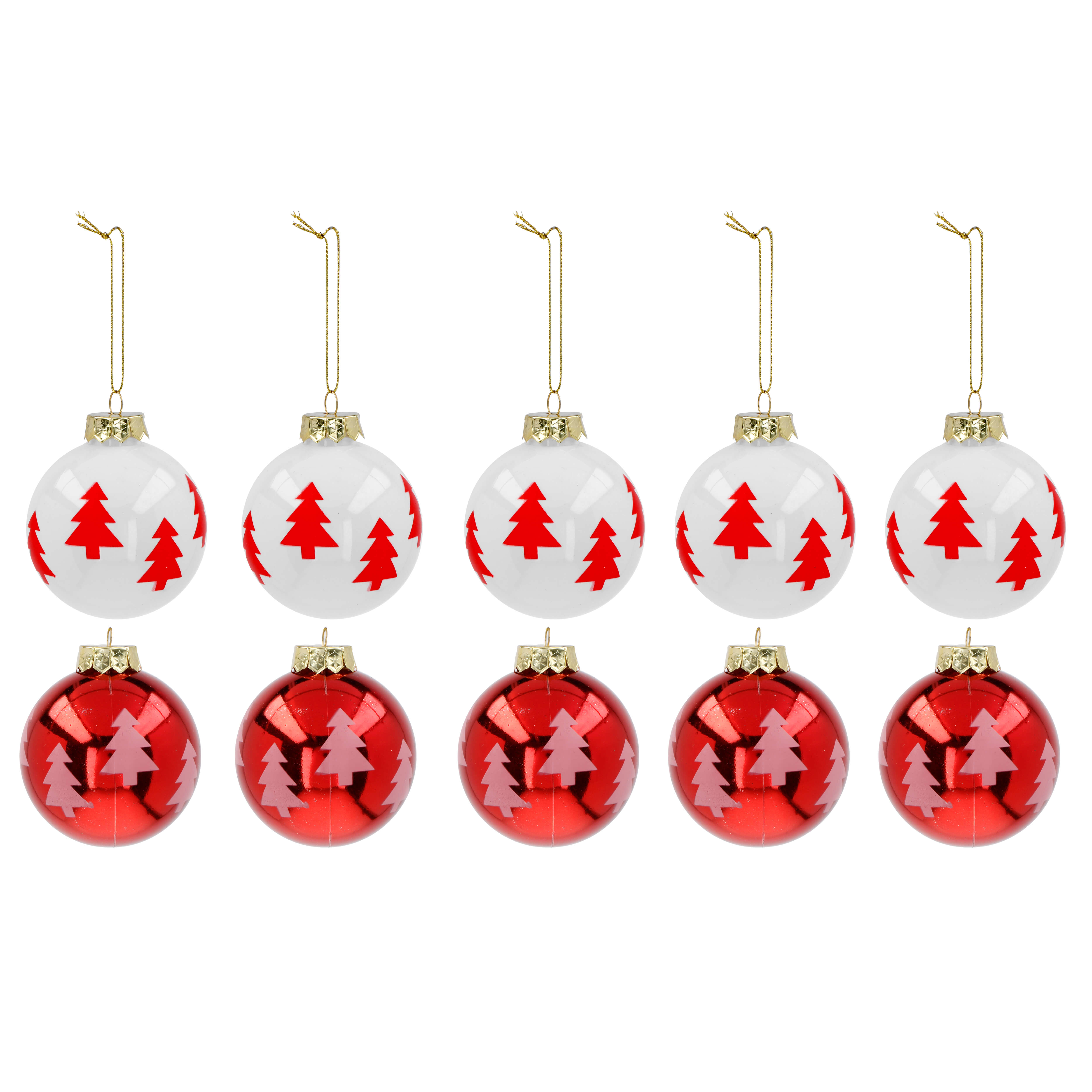 VESTIAMO CASA GRAN NATALE - Palle di Natale Bianco e Rosso diametro 6 cm - set 10 pezzi